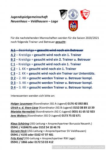 Trainer fr die Saison 20/21 gesucht